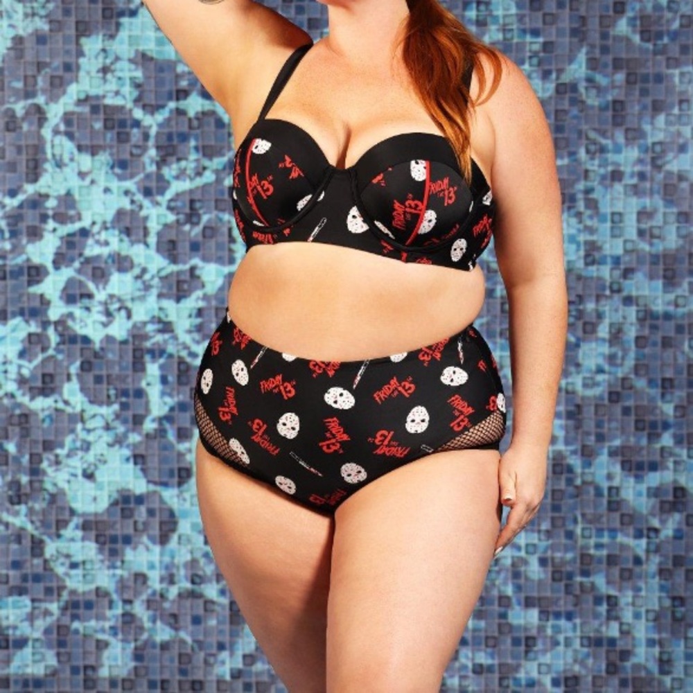 Hot Topic Friday the‎ 13th Horror Jason Mask High-Waisted Swim Bottoms Plus Size